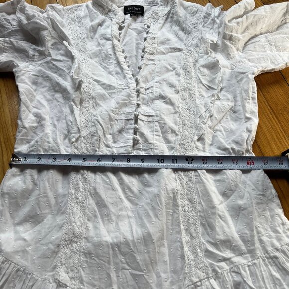 Bardot Size 12 XL White Henrietta 100% Cotton Eyelet Lace Swiss Dot Mini Dress - Picture 12 of 16